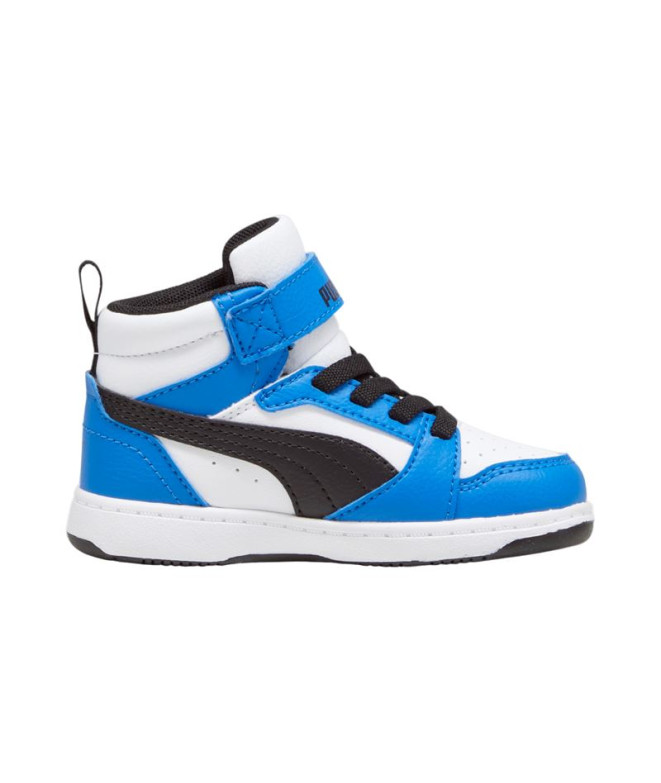 Chaussures Puma Rebound V6 Mid Blanc/Bleu Enfant