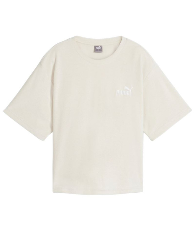 Camiseta Puma Essentials Elevated Relaxed Beige Mujer