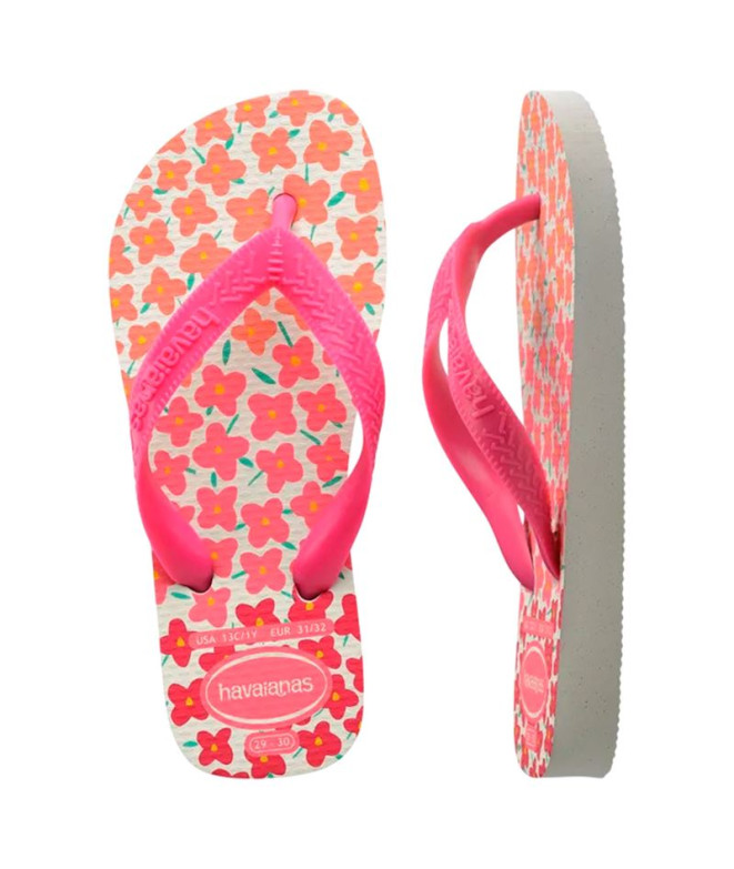 Tongs Havaianas Kids Flores Flux Enfant Blanc/Rose