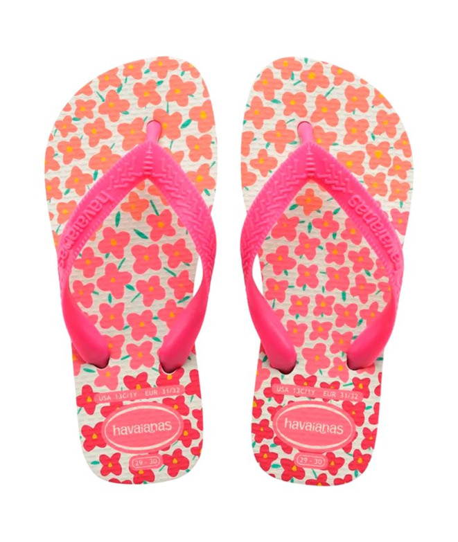 Tongs Havaianas Kids Flores Flux Enfant Blanc/Rose