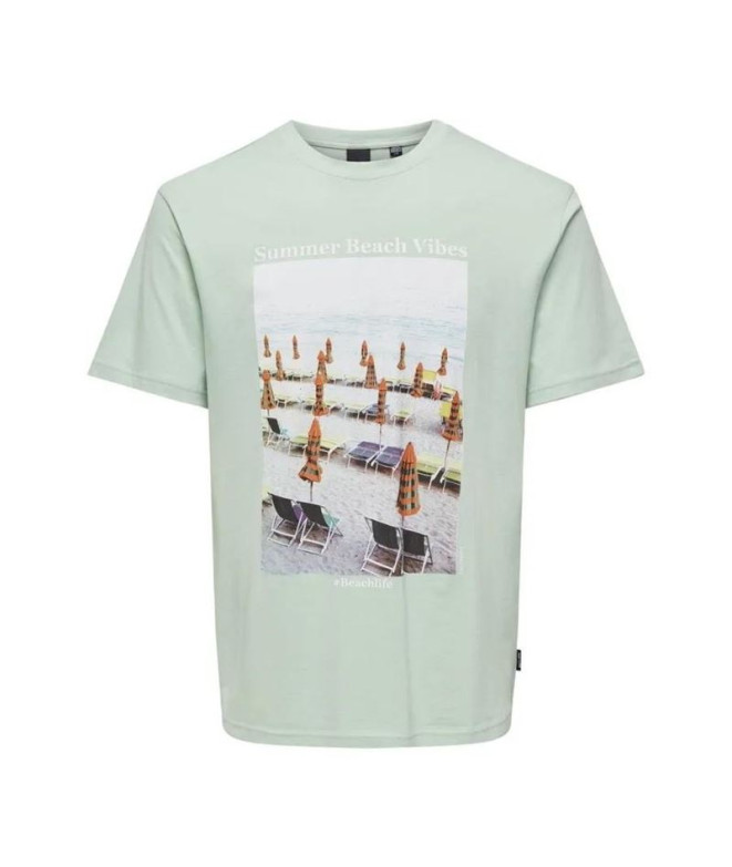 Camiseta Only & Sons Onskolton Reg Beach Surf Negro Hombre