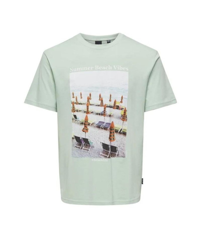 Camiseta Only & Sons Onskolton Reg Beach Surf Negro Hombre