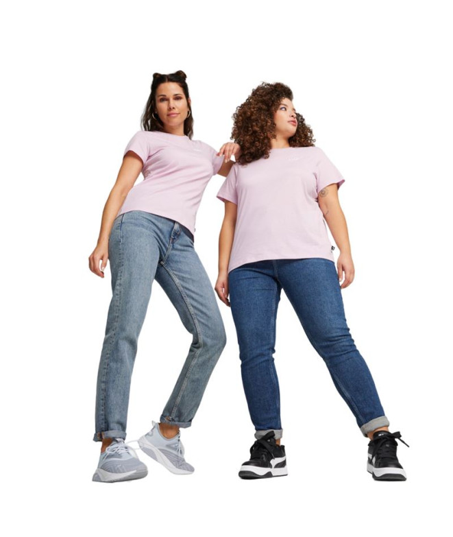 Camiseta Puma Essentials + Bordado Lilás Mulher