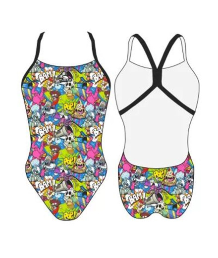 Maillot de bain Motif "Énergie" Loki-Comic Celeste