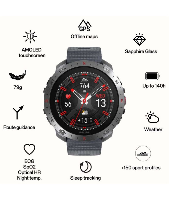 Relógio Polar Grit X2 Pro Alumínio