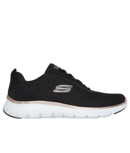 Chaussures Skechers Femme Flex Appeal 5.0 Maille noire bordures or
