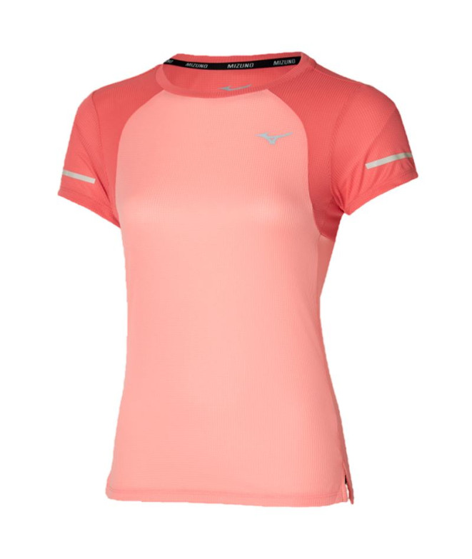 Camiseta Running Mizuno da DryAeroFlow Peach Pink Mulher