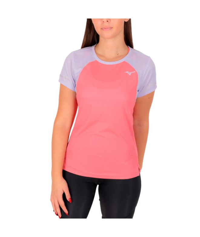 Camiseta Running Mizuno de Dryaeroflow Coral Mulher