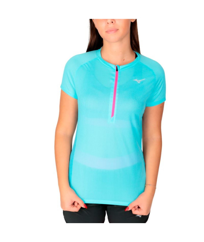 Camiseta Trail Mizuno Trail de Daf Half Zip Blue Mulher