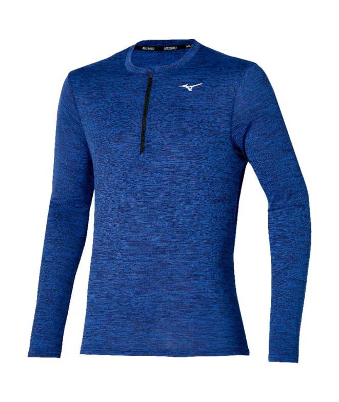 Camiseta Fitness Mizuno de Impulse core Half-Zip Azul Homem