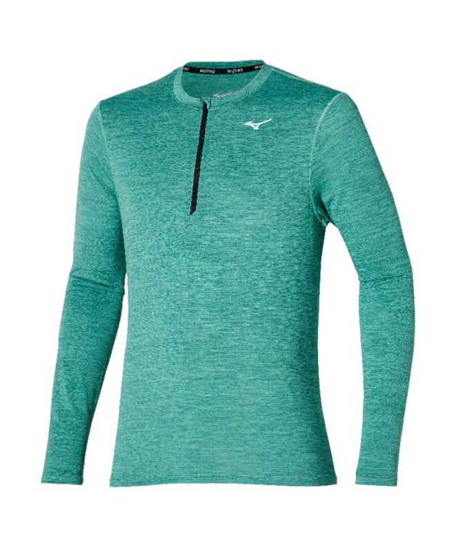 Camiseta Fitness Mizuno de Impulse core Half-Zip Verde Homem