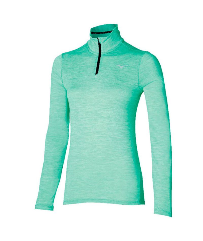 Camiseta Fitness Mizuno de Impulse core Half-Zip Verde Mulher