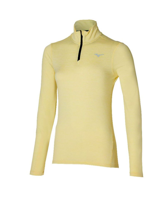 Camiseta Fitness Mizuno de Impulse core Half-Zip Amarelo Mulher