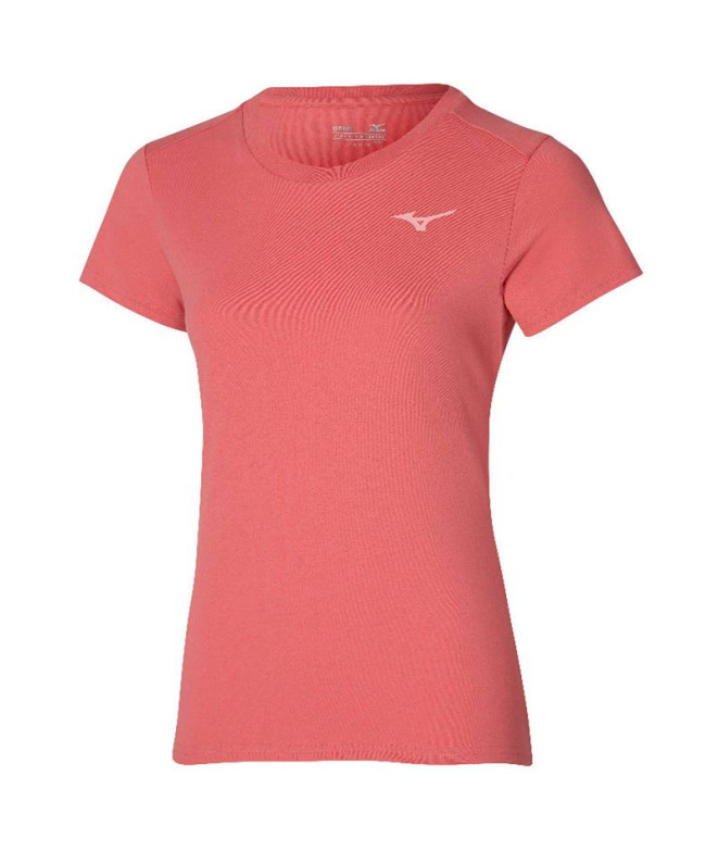 Camiseta Fitness Mizuno de Tee Salmão vermelho mulher