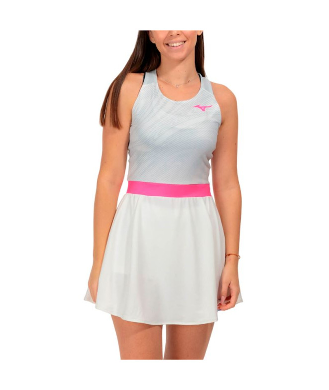 Robe de Tennis Mizuno Charge Imprimé Femme Blanc
