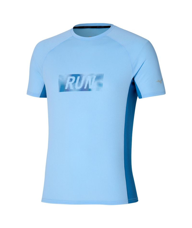 T-shirt by Running Mizuno Dryaeroflow Graphic Homme Blue