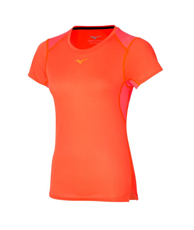 Camiseta de Running Mizuno Dryaeroflow Mulher Laranja