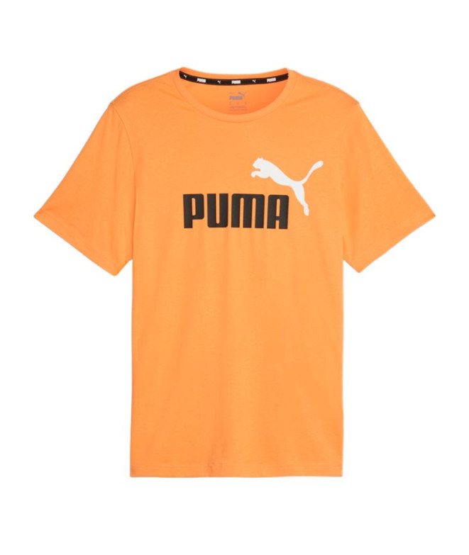 Camiseta Puma Essentials+ 2 Col Logo Laranja Homem