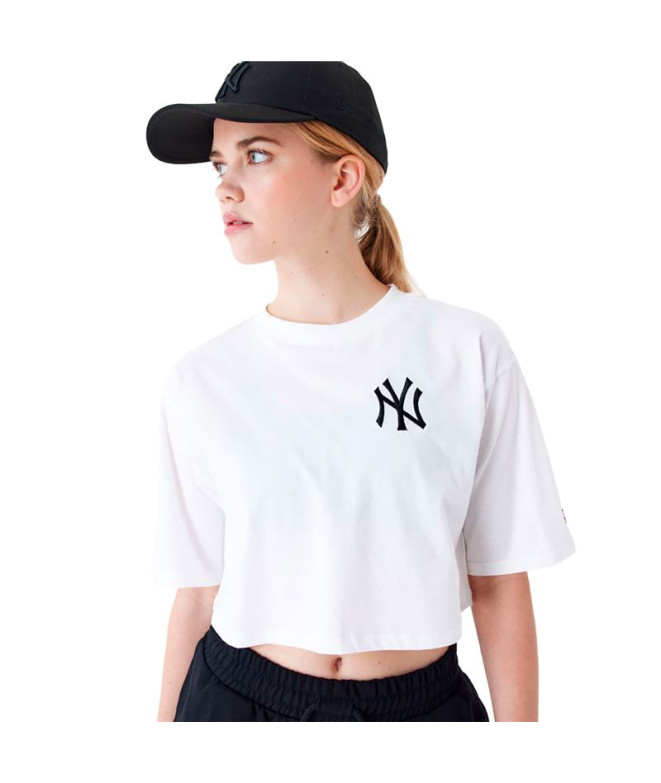 Camiseta New Era Crop New York Yankees MLB Lifestyle Mulher Branco