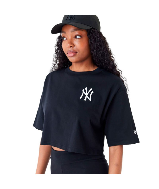 Camiseta New Era Crop New York Yankees MLB Lifestyle Mulher Preto