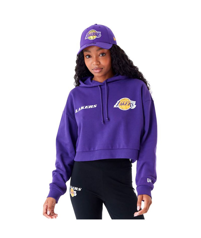 Moletom New Era Crop LA Lakers NBA Team Logo Mulher Roxo