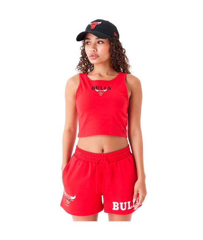 T-shirt New Era Crop Chicago Bulls NBA Team Logo Rouge