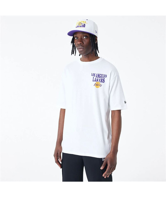 Camiseta New Era Calça Oversized LA Lakers NBA Script Branco