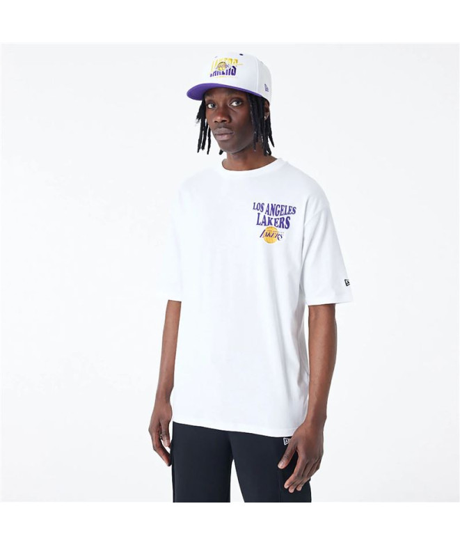 Camiseta New Era Oversized LA Lakers NBA Script Blanco