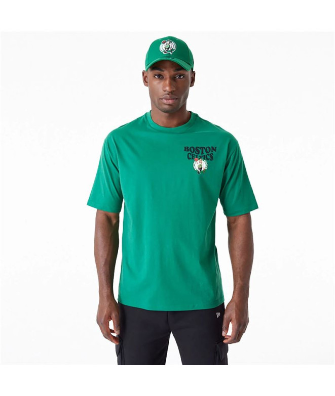 Camiseta New Era Oversized Boston Celtics NBA Script Verde