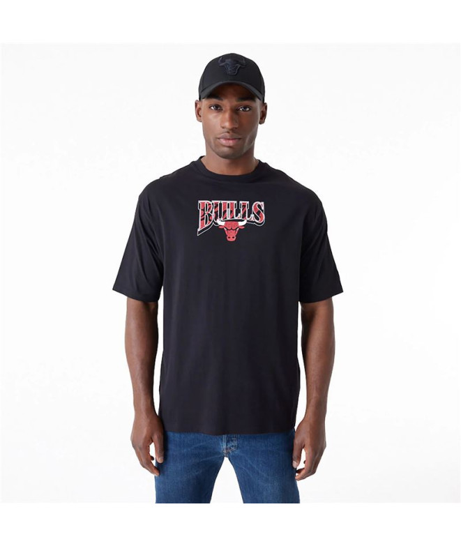 Camiseta New Era Campeonato da NBA dos Chicago Bulls de tamanho grande Homem Preto