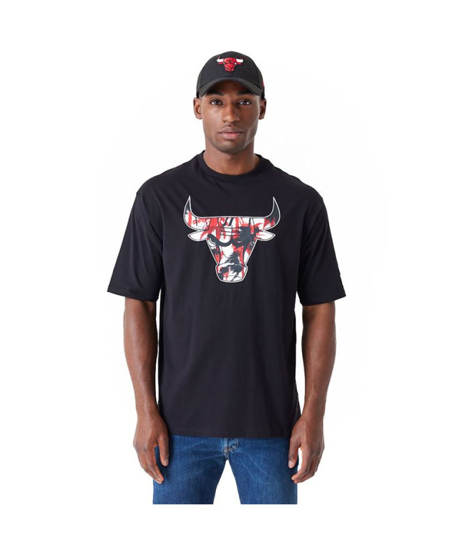 Camiseta New Era Oversized Chicago Bulls NBA Large Infill Negro