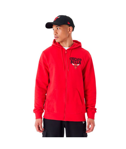 Sudadera New Era Chicago Bull NBA Script Full Zip Rojo Atmósfera