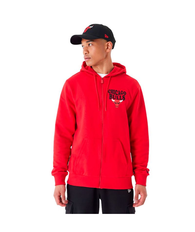 Moletom New Era Chicago Bull NBA Script Full Zip Vermelho