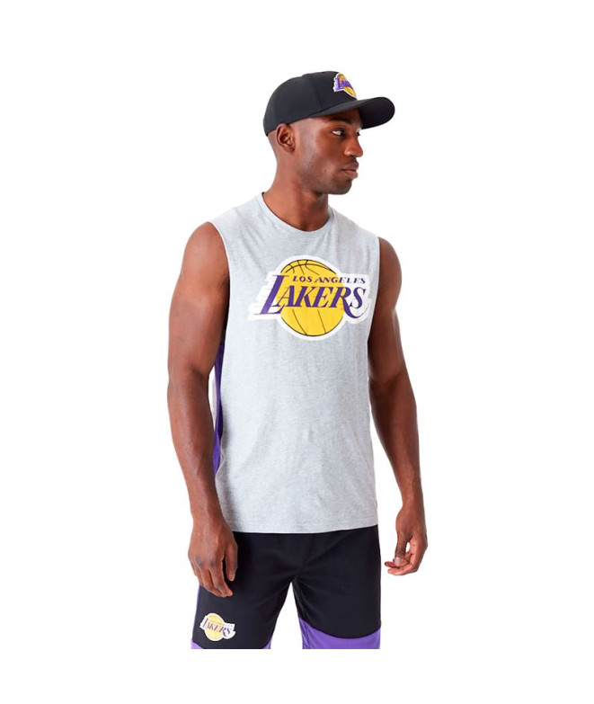 Camiseta New Era LA Lakers Bloco de cores Homem Cinzento