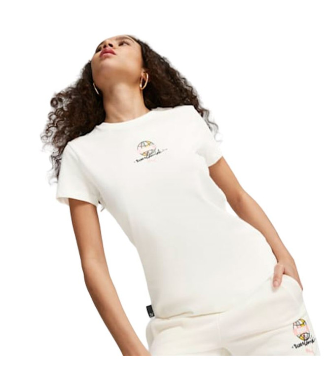Camiseta Puma Swxp Worldwide Mujer Warm Blanco