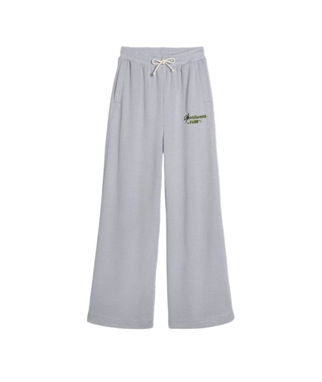Pantalones Puma CLASSICS+ Relaxed Gris Mujer