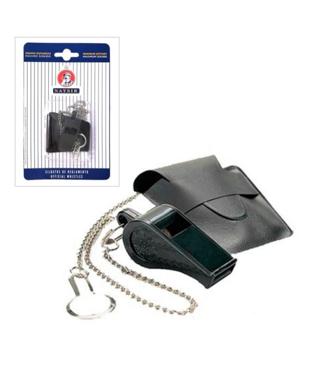 Silbato Naysir N-1B ABS con cadena, Funda y Blister Negro