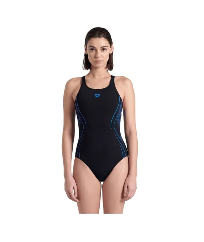 Bañador de Natación Arena Reflecting Mujer Negro/Azul