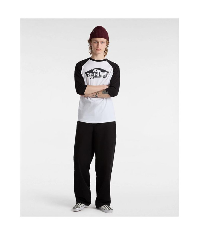 Camiseta Vans Style 76 Raglan Blanco/Negro Hombre