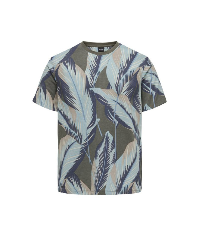 T-shirt Only & Sons Onskobe Reg Banana Leaf Olive Night Homme