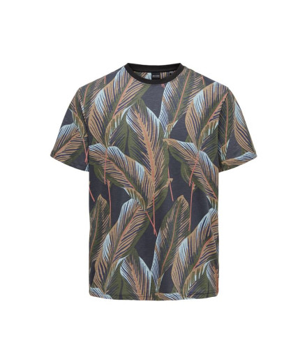 T-shirt Only & Sons Onskobe Reg Banana Leaf Noir Homme T-shirt Only & Sons Onskobe Reg Banana Leaf Noir Homme