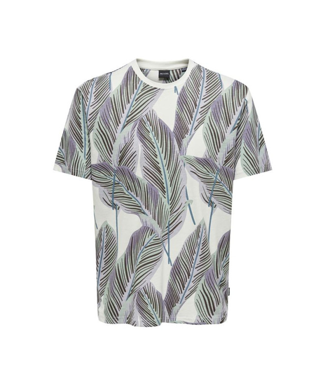 Camiseta Only & Sons Onskobe Reg Banana Leaf Cloud Dancer Hombre