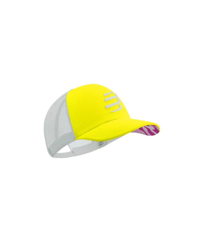 Boné Running de Compressport Trucker Branco/Amarelo