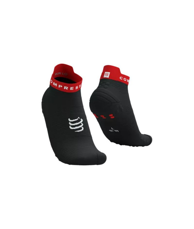 Meias Running de Compressport Pro Racing v4.0 Run Low Preto/Vermelho