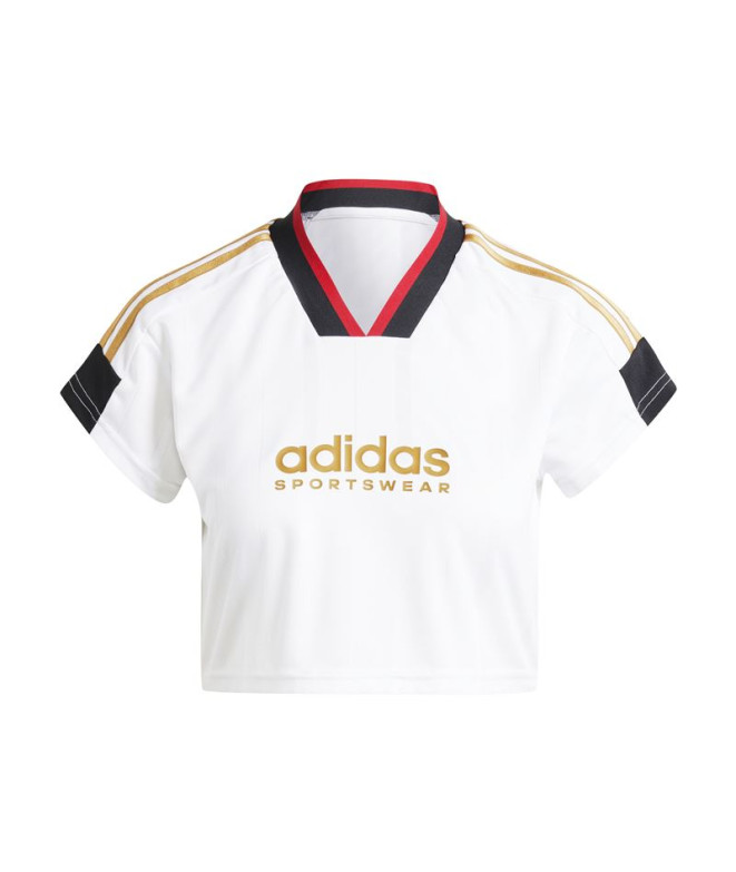 Camiseta adidas Tiro Cut 3 Bandas Cropped Mujer Blanco/Negro
