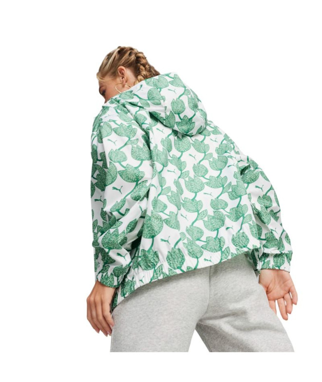 Cortavientos Puma BLOSSOM AOP Verde Mujer