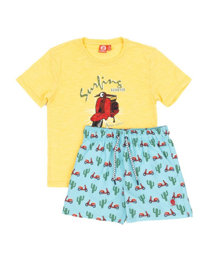 Conjunto Go & Win Menino Banho Fortra Amarelo/Azul