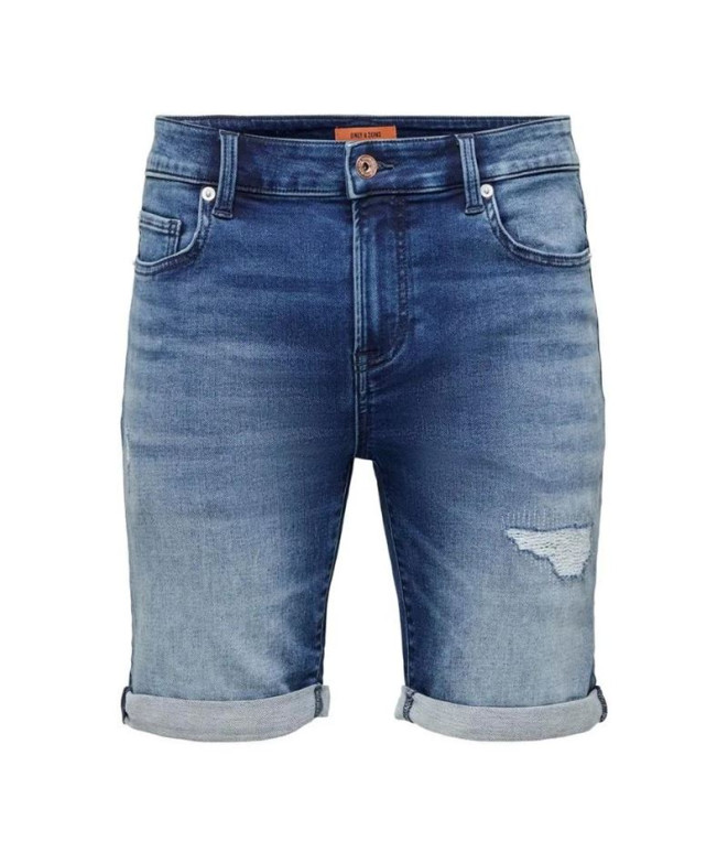 Calça Homem Jeans Only & Sons Onsply Dark Mid Blue Reparação 5150 Blue