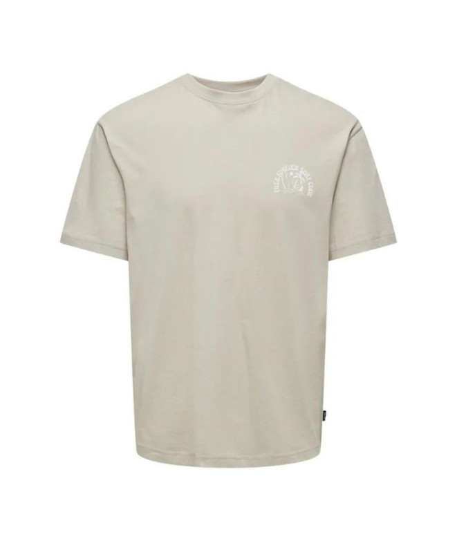 T-shirt Homme Only & Sons Onskylan Rlx Icon Silver Lining Beige