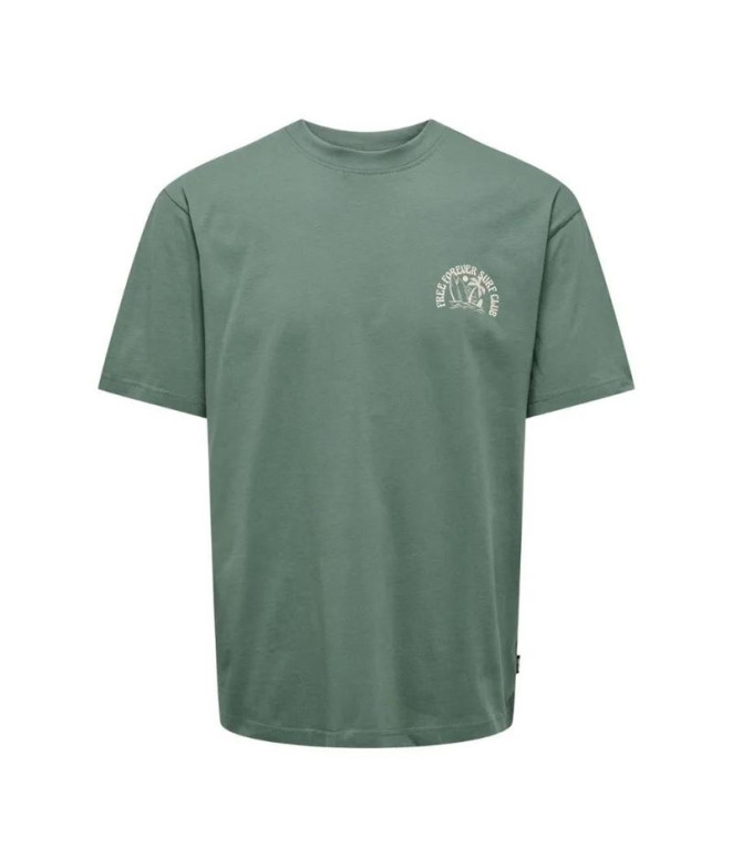 Camiseta Homem Only & Sons Onskylan Rlx Icon Verde floresta escuro